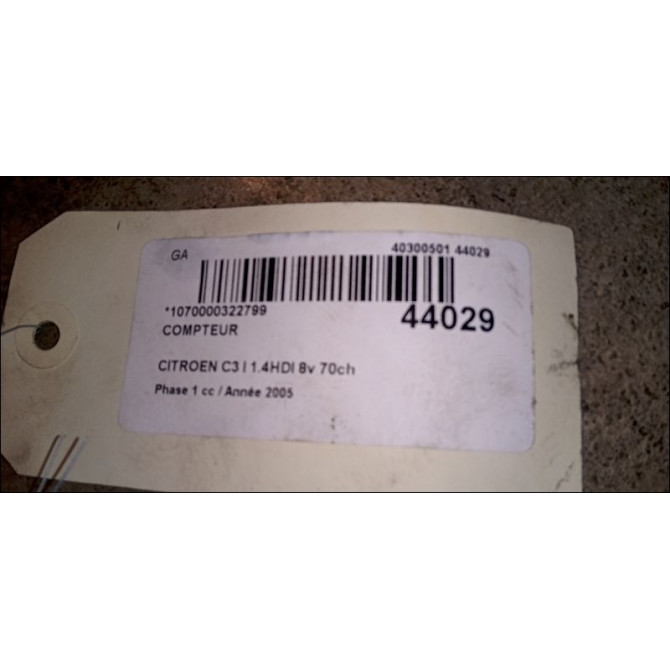 Compteur occasion CITROEN C3 I Phase 1 04-2002->10-2005 1.4HDI 8v 70ch 6105EV 3