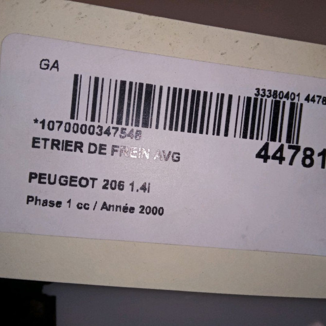 Etrier de frein avant gauche occasion PEUGEOT 206 Phase 1 09-1998->03-2009 1.4i 4400J2 4
