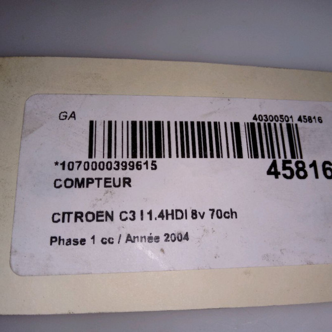 Compteur occasion CITROEN C3 I Phase 1 04-2002->10-2005 1.4HDI 8v 70ch 6105EV 4