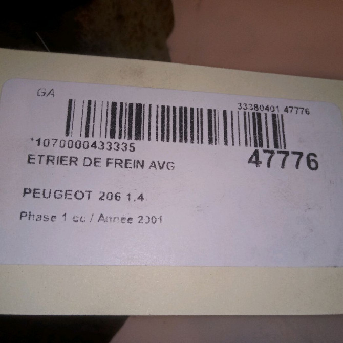 Etrier de frein avant gauche occasion PEUGEOT 206 Phase 1 09-1998->03-2009 1.4i 4400J2 4