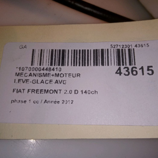 Mecanisme+moteur leve-glace avg occasion FIAT FREEMONT Phase 1 04-1995->04-1999 2.0 D 140ch K68043735AA 5