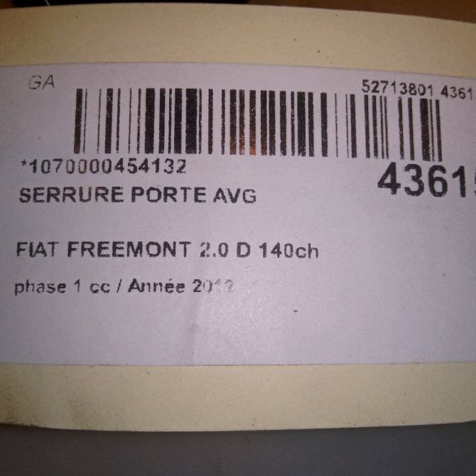 Serrure porte avg occasion FIAT FREEMONT Phase 1 04-1995->04-1999 2.0 D 140ch K04589913AH 4