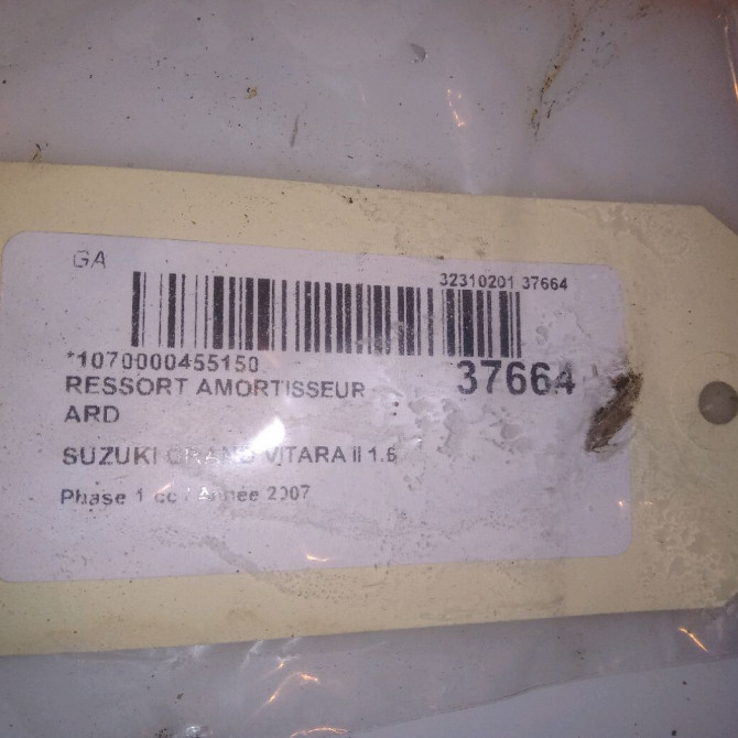 Ressort amortisseur ard occasion SUZUKI GRAND VITARA II Phase 1 09-2005->09-2009 1.6 VVT 106ch 4131176K00 2