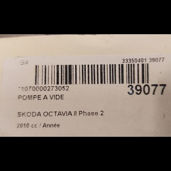 Pompe a vide occasion SKODA OCTAVIA II Phase 2 10-2008->01-2013 3L145100G 3