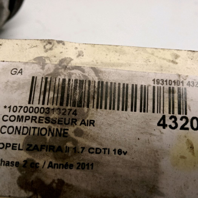 Compresseur air conditionne occasion OPEL ZAFIRA II Phase 2 01-2008->12-2014 1.7 CDTI 16v 110ch 95515264 4