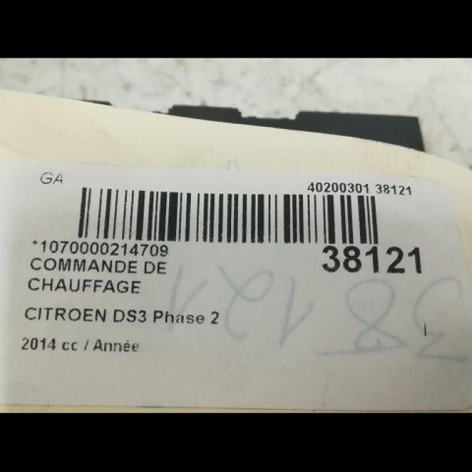 Commande de chauffage occasion CITROEN DS3 Phase 2 06-2014->... 9678312580 3