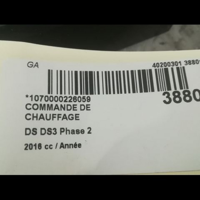 Commande de chauffage occasion DS DS3 Phase 2 06-2014->... 9678312580 3