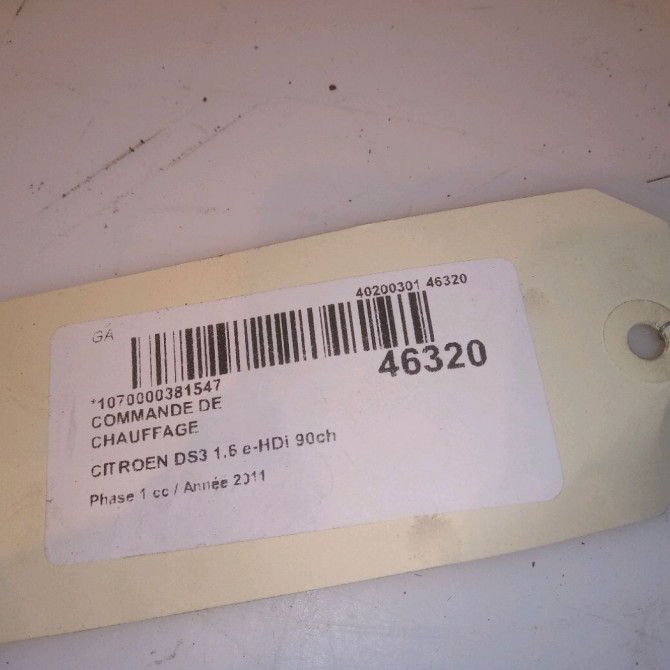 Commande de chauffage occasion CITROEN DS3 Phase 1 11-2009->03-2014 1.6 e-HDi 90ch 9678312580 4