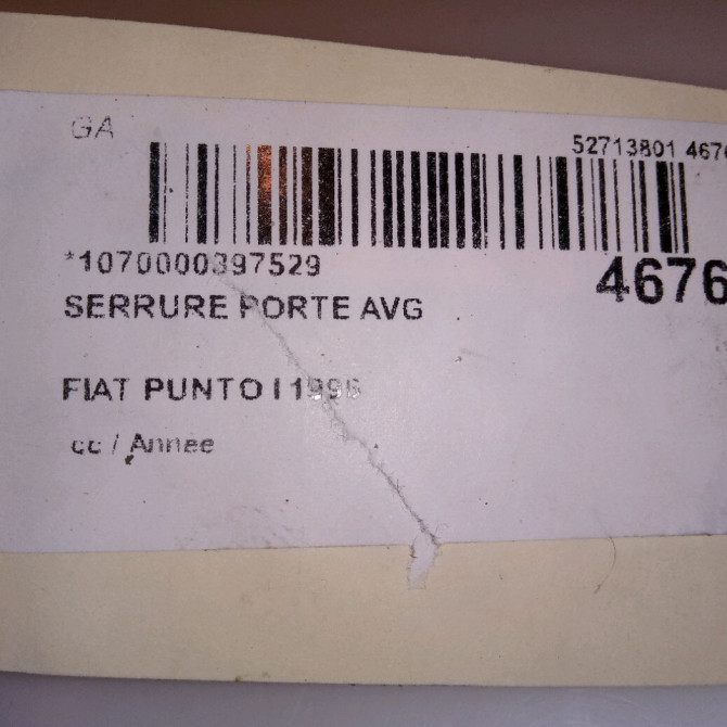 Serrure porte avg occasion FIAT PUNTO I Phase 1 11-1993->10-1999 1.1i 54ch 46759840 6