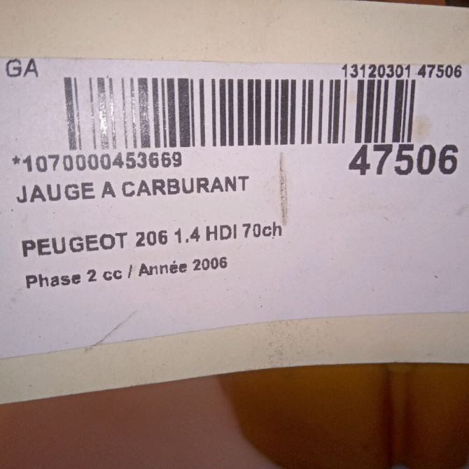 Jauge a carburant occasion PEUGEOT 206 Phase 2 02-2003->02-2009 1.4 HDI 70ch 5