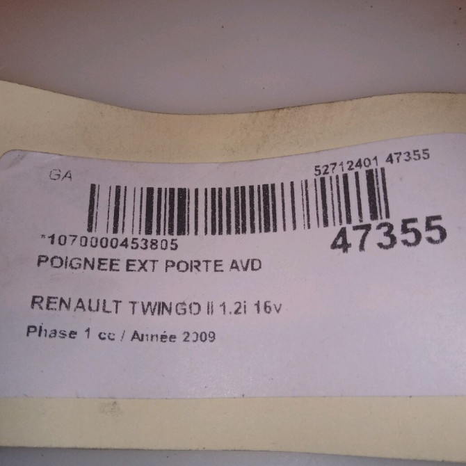 Poignee ext porte avd occasion RENAULT TWINGO II Phase 1 06-2007->11-2011 1.2i 16v 75ch 8200385179 4