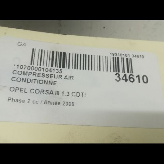 Compresseur air conditionne occasion OPEL CORSA III Phase 2 08-2003->09-2006 1.3 CDTI 13197538 5