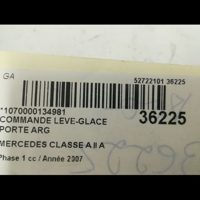 Commande leve-glace porte arrière gauche occasion MERCEDES CLASSE A II Phase 1 12-2004->04-2008 A 180 CDI 25182005109174 3