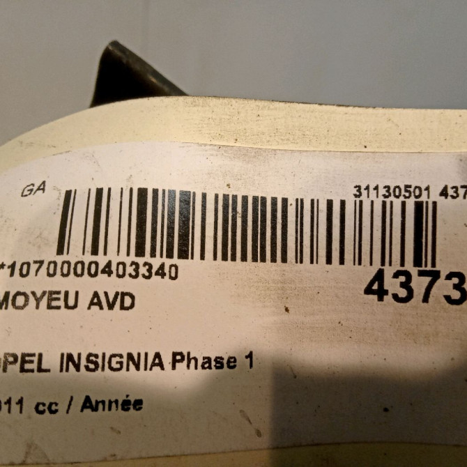 Moyeu avd occasion OPEL INSIGNIA Phase 1 01-2009->03-2013 13507374 5