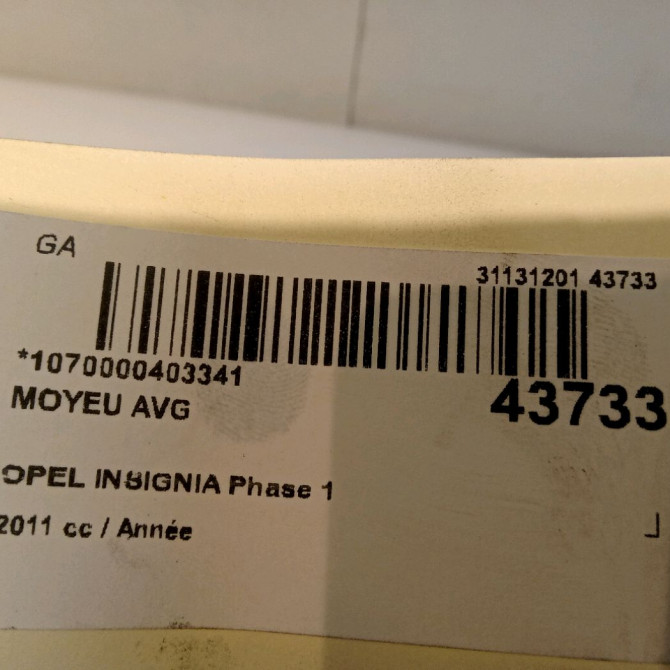 Moyeu avg occasion OPEL INSIGNIA Phase 1 01-2009->03-2013 13507374 5