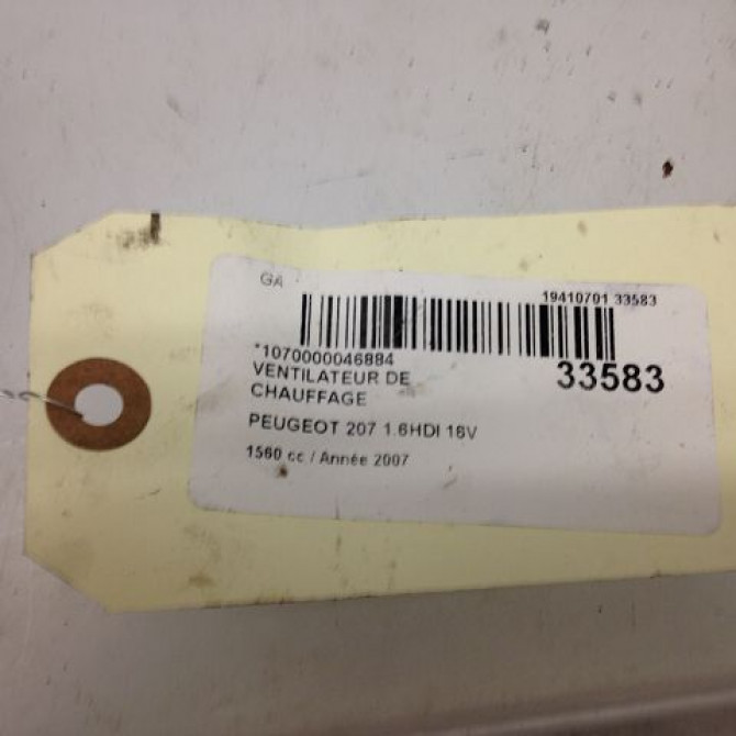 Ventilateur de chauffage occasion PEUGEOT 207 Phase 1 04-2006->06-2013 1.6 HDI 16v 110ch 6441V5 3