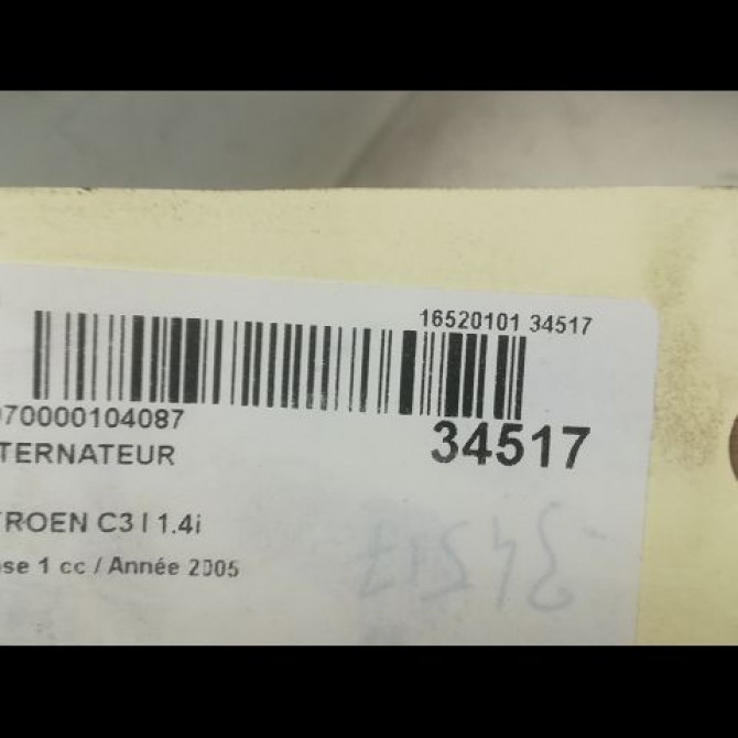 Alternateur occasion CITROEN C3 I Phase 1 04-2002->10-2005 1.4i 9801895380 5