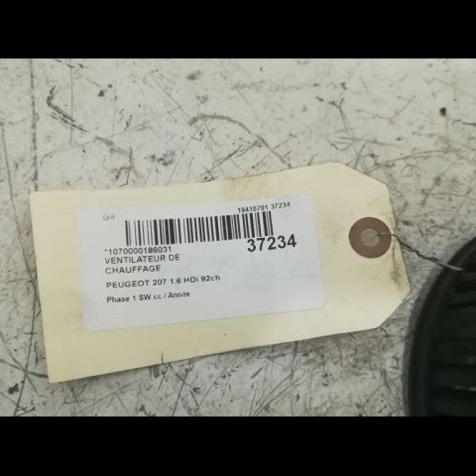 Ventilateur de chauffage occasion PEUGEOT 207 Phase 1 SW 07-2007->03-2013 1.6 HDi 92ch 6441V5 3
