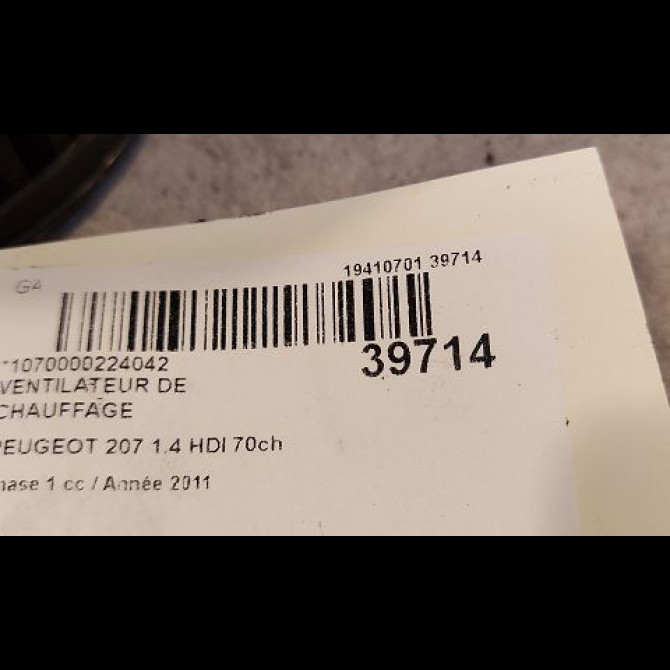 Ventilateur de chauffage occasion PEUGEOT 207 Phase 1 04-2006->06-2013 1.4 HDI 70ch 6441V5 3