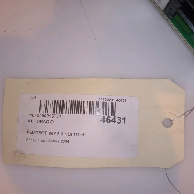 Autoradio occasion PEUGEOT 807 Phase 1 06-2002->12-2014 2.0 HDI 110ch 5
