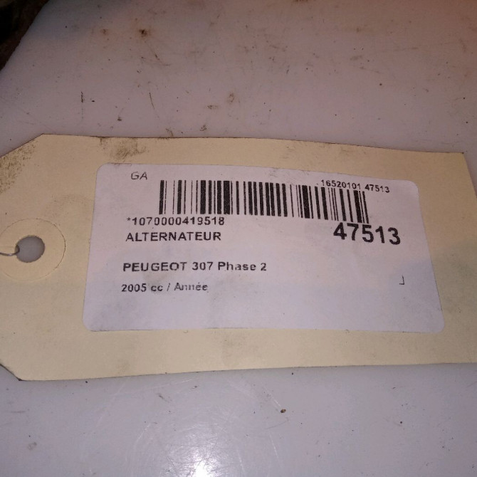 Alternateur occasion PEUGEOT 307 Phase 2 06-2005->03-2008 9801895380 7