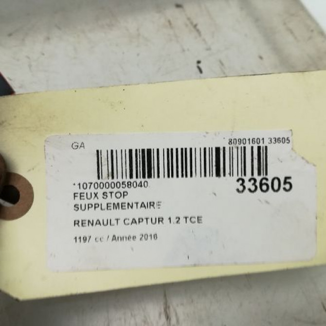 Feux stop supplementaire occasion RENAULT CAPTUR Phase 1 02-2013->... 1.2i 118 16V 265902759R 4