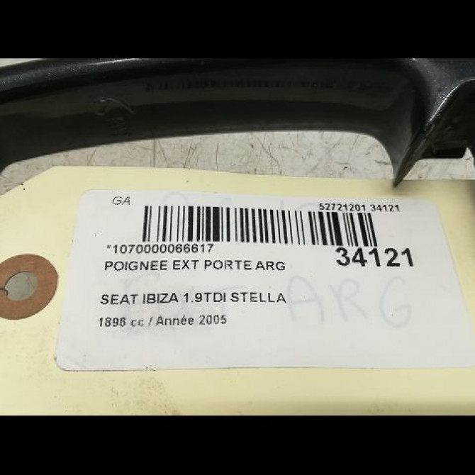 Poignee ext porte arg occasion SEAT IBIZA III Phase 1 03-2002->03-2006 1.9 TDI 100ch 3B0837207GGRU 3