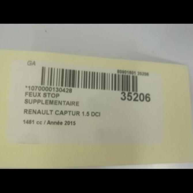 Feux stop supplementaire occasion RENAULT CAPTUR Phase 1 02-2013->... 1.5 DCI 90ch 265902759R 3