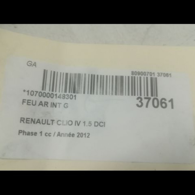 Feu arrière interieur gauche occasion RENAULT CLIO IV Phase 1 07-2012->... 1.5 DCI 90ch 3