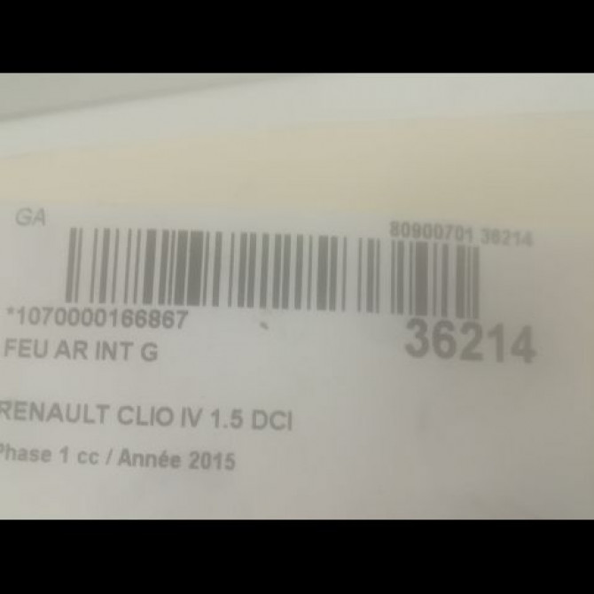 Feu arrière interieur gauche occasion RENAULT CLIO IV Phase 1 07-2012->... 1.5 DCI 90ch 3