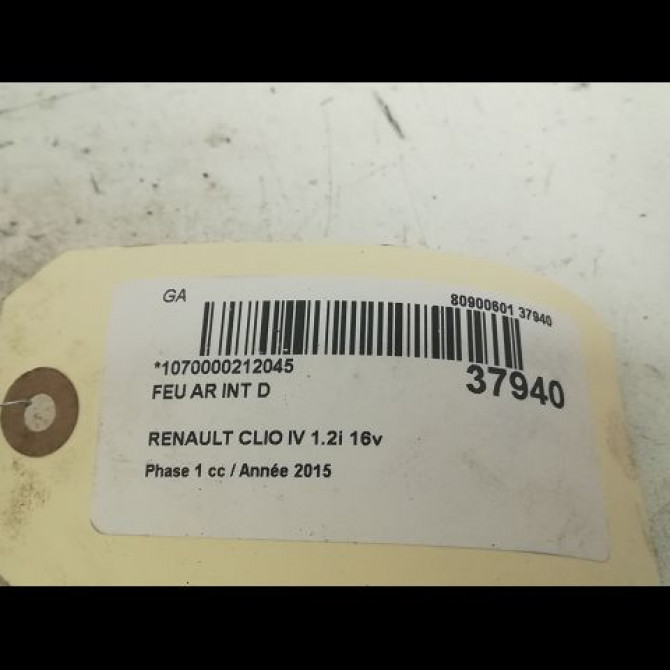 Feu arrière intérieur droit occasion RENAULT CLIO IV Phase 1 07-2012->... 1.2i 16v 75ch 3