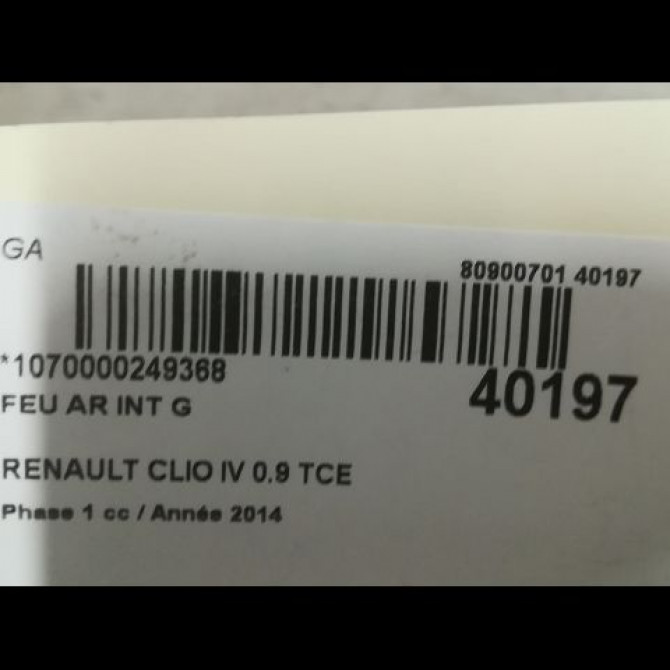 Feu arrière interieur gauche occasion RENAULT CLIO IV Phase 1 07-2012->... 0.9 TCE 90ch 3