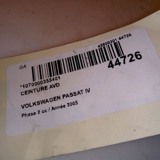 Ceinture avant droite occasion VOLKSWAGEN PASSAT IV Phase 2 10-2000->03-2005 1.9 TDI 130ch 3B1857706HHCP 4