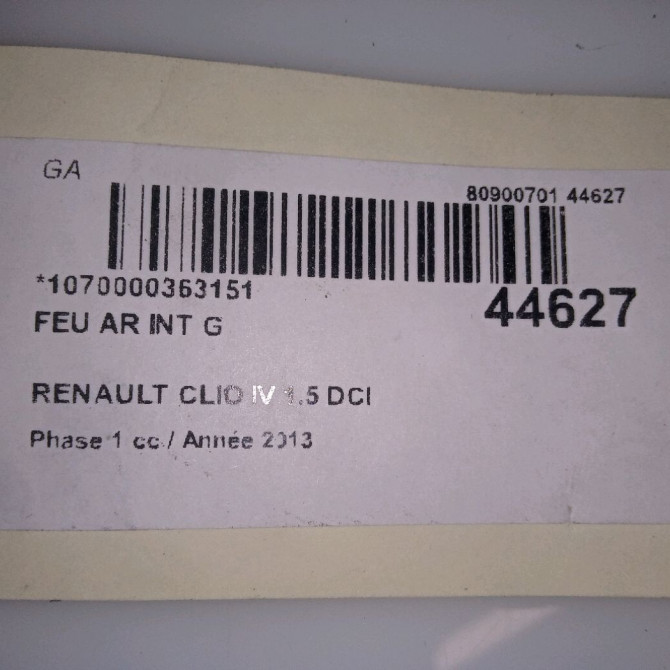 Feu arrière interieur gauche occasion RENAULT CLIO IV Phase 1 07-2012->... 1.5 DCI 90ch 3