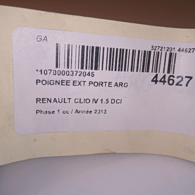 Poignee ext porte arg occasion RENAULT CLIO IV Phase 1 07-2012->... 1.5 DCI 90ch 826067059R 4