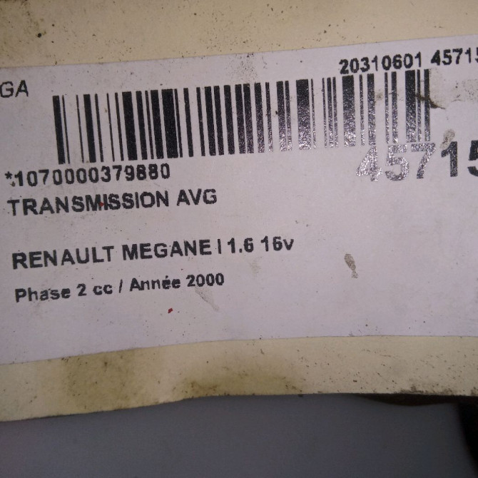 Transmission avant gauche occasion RENAULT MEGANE I Phase 2 03-1999->06-2003 1.6 16v 8200090175 3