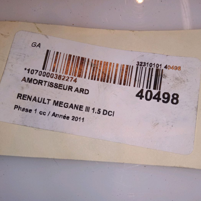 Amortisseur arrière droit occasion RENAULT MEGANE III Phase 1 11-2008->01-2012 1.5 DCI 110ch 562108593R 3