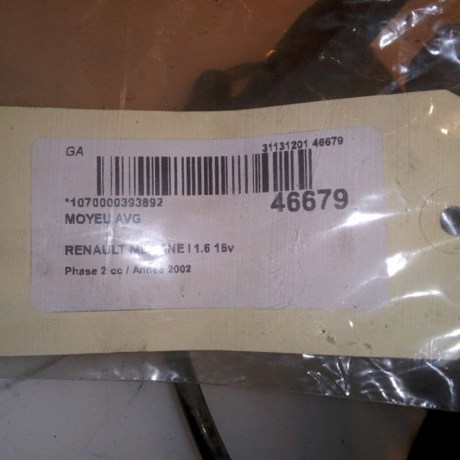 Moyeu avg occasion RENAULT MEGANE I Phase 2 03-1999->06-2003 1.6 16v 8200208332 5