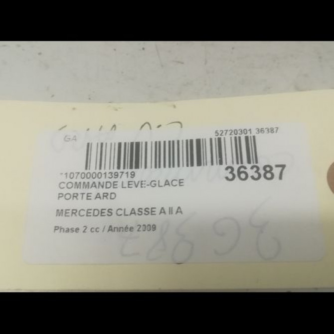Commande leve-glace porte arrière droite occasion MERCEDES CLASSE A II Phase 2 04-2008->06-2012 A 170 115ch 25182005109174 3
