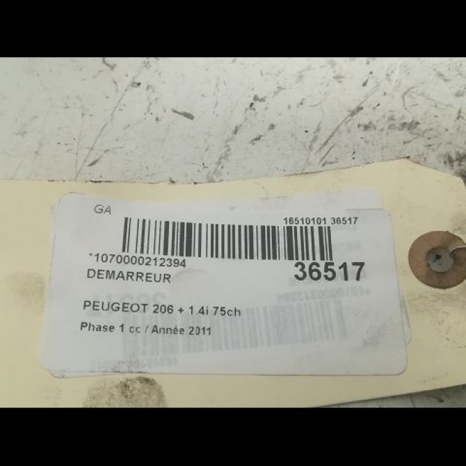 Démarreur occasion PEUGEOT 206 + Phase 1 03-2009->05-2013 1.4i 75ch 4