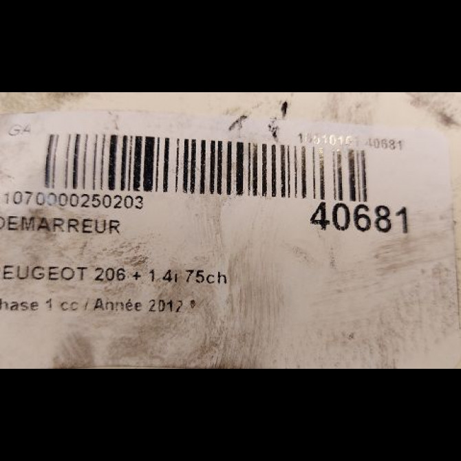 Démarreur occasion PEUGEOT 206 + Phase 1 03-2009->05-2013 1.4i 75ch 4
