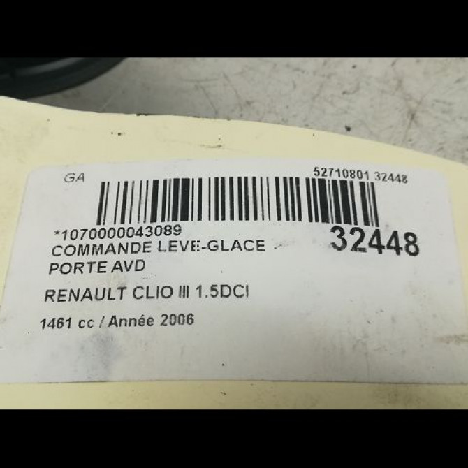 Commande lève-glace porte avant droite occasion RENAULT CLIO III Phase 1 09-2005->03-2009 1.5 DCI 70ch 5