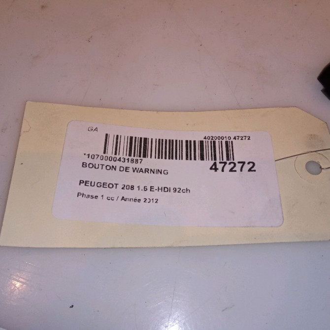 Bouton de warning occasion PEUGEOT 208 208 Phase 1 2012-03-01->2015-09-30 1.6 E-HDI 92ch 96750916ZD 4