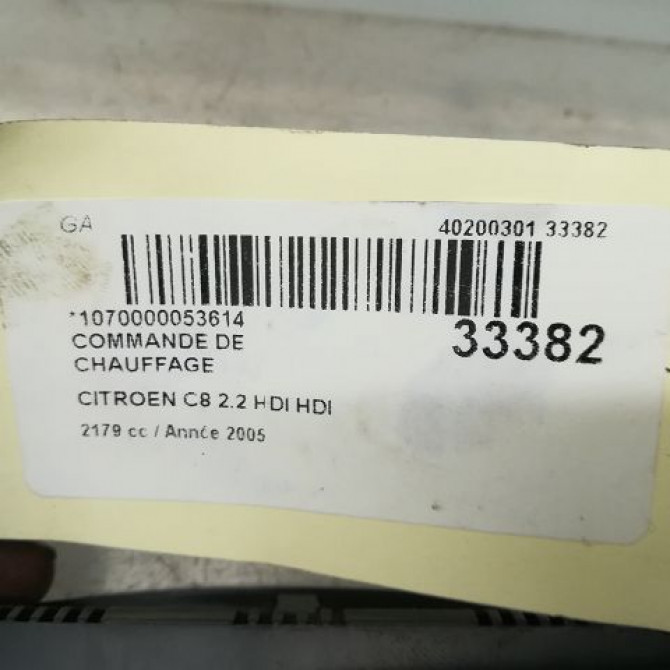 Commande de chauffage occasion CITROEN C8 Phase 1 06-2002->... 2.2 HDi 16v 130ch 5
