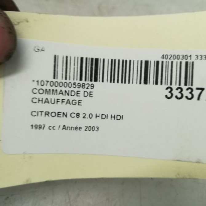 Commande de chauffage occasion CITROEN C8 Phase 1 06-2002->... 2.0 HDi 16v 110ch 4