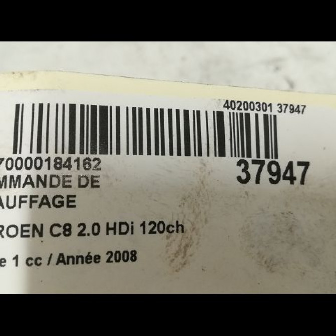 Commande de chauffage occasion CITROEN C8 Phase 1 06-2002->... 2.0 HDi 120ch 3