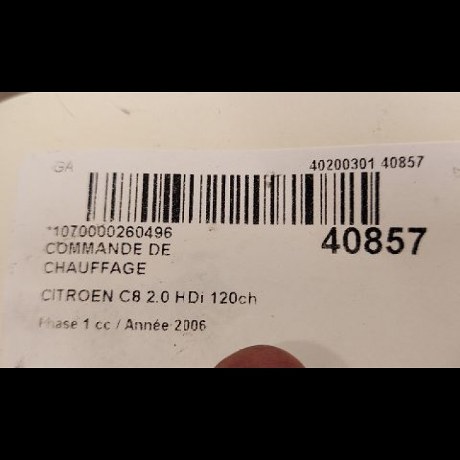 Commande de chauffage occasion CITROEN C8 Phase 1 06-2002->... 2.0 HDi 120ch 3