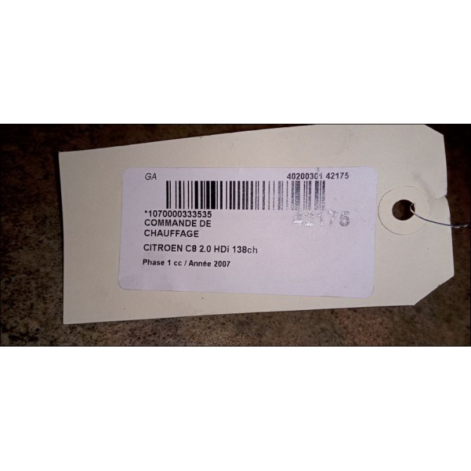 Commande de chauffage occasion CITROEN C8 Phase 1 06-2002->... 2.0 HDi 138ch 3