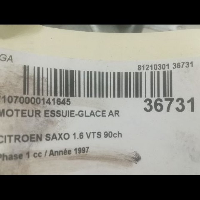 Moteur essuie-glace arrière occasion CITROEN SAXO Phase 1 03-1996->09-1999 1.6i 88ch 6405H7 3