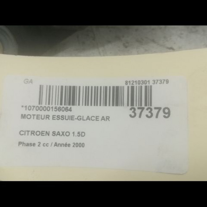 Moteur essuie-glace arrière occasion CITROEN SAXO Phase 2 09-1999->12-2004 1.5D 6405H7 3